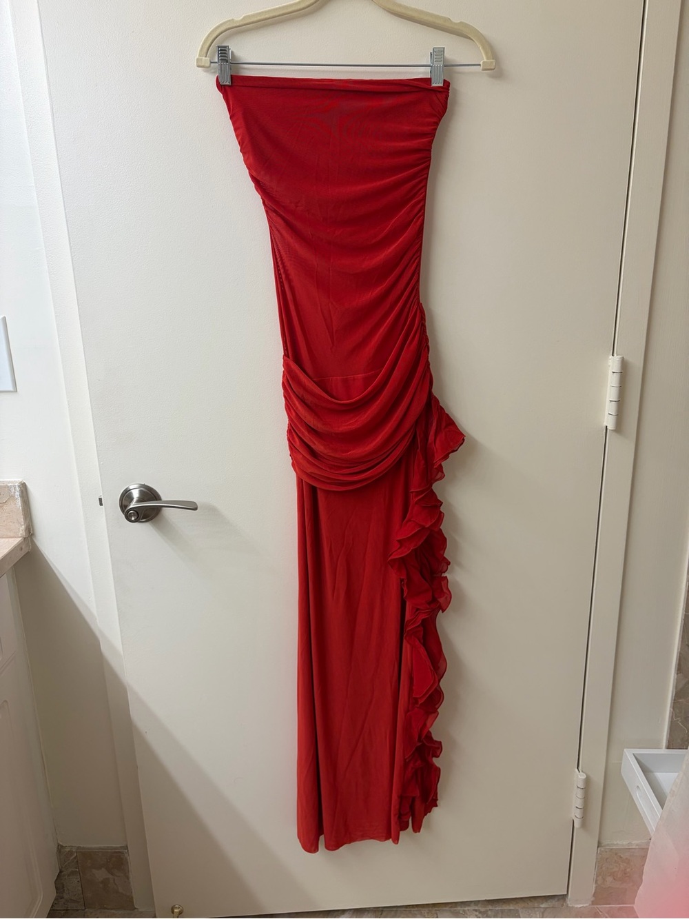 Bec + Bridge Red Ruffled Strapless Women’s Dress